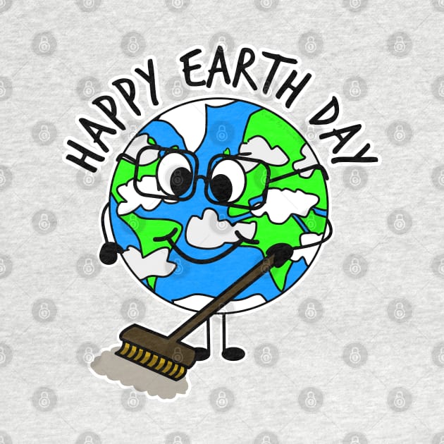 Happy Earth Day Planet Sweeping Cleaning by doodlerob